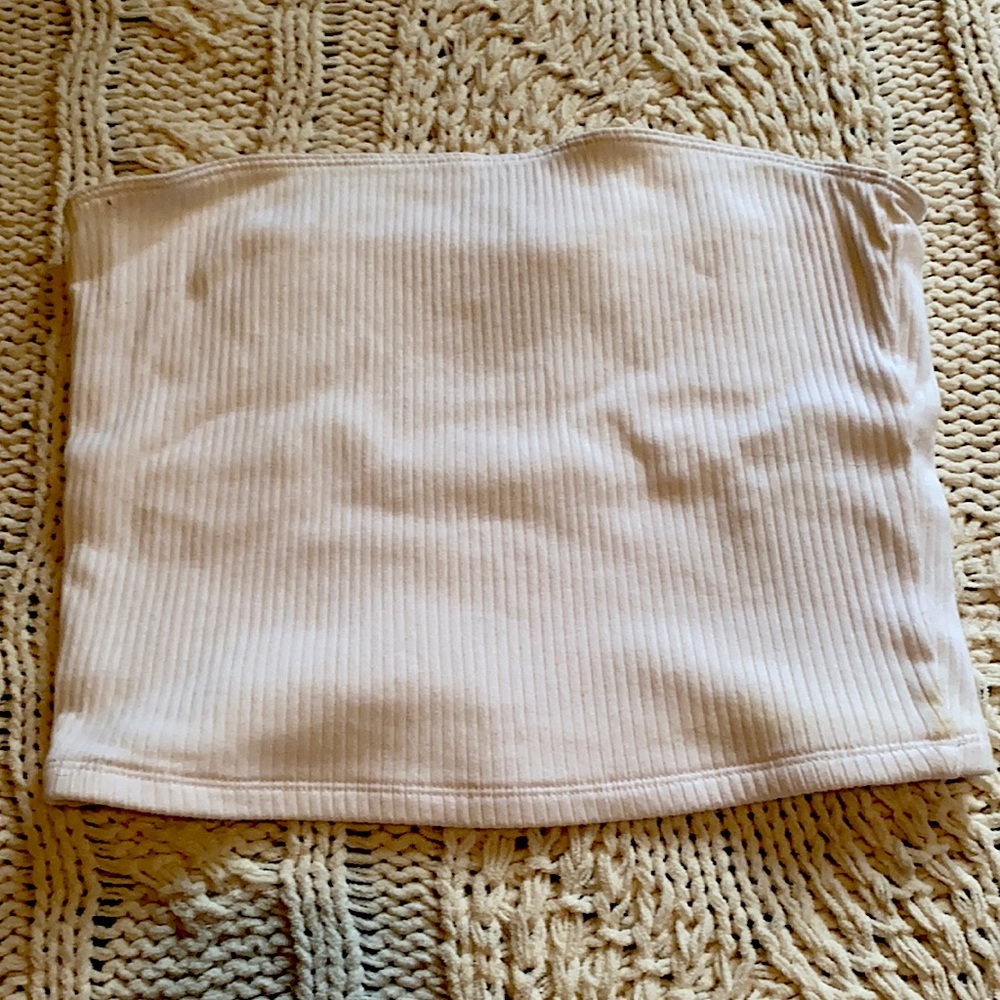 white ribbed tube top